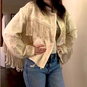Zara Denim Embroidered Jacket